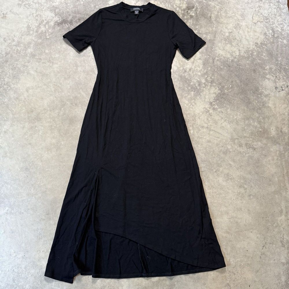 Karen Kane Dress Womens XS Petite‎ Black Front-Slit Long Maxi Minimalist Basic
